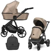 Kunert ARIZO 2in1 Poussette éco-cuir en marron/cappucino, nacelle et accessoires