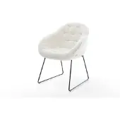 DELIFE Chaise-de-salle-à-manger Gaio-Flex bouclé doux beige pied trapèze noir