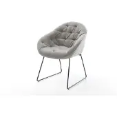 DELIFE Chaise-de-salle-à-manger Gaio-Flex tissu structuré doux gris pied trapèze noir