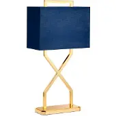 Elstead Lighting Lampe de table avec abat-jour Cross bleu marine et doré, 1xE27x60W, tissu, dimensions : 67,8 x 35 x 17 cm, IP20, Elstead