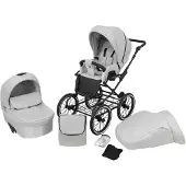 Kunert Romantic 2in1 poussette éco-cuir argent avec AIR WHEELS et cadre noir