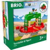 BRIO World 33476 - Plateau tournant et figurine | Ensemble de 2 accessoires de train en bois pour enfants | Points de connexion multiples | Plate
