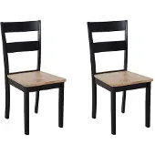 Beliani Lot de 2 chaises de salle à manger en noir et caoutchouc clair style lattes