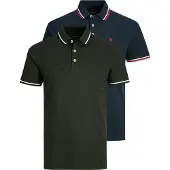 Jack & Jones T-Shirt 'JJEPaulos' bleu marine / vert foncé / rouge sang / blanc