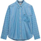 Superdry Poplin Relaxed Fit Long Sleeve Shirt Bleu L Femme