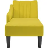 vidaXL Chaise longue avec accoudoir à droite jaune velours