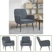 The Living Store fauteuil gris foncé 62x79x79 cm velours