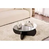 Skye Decor , Aeris - Bois noir, transparent, table basse, bois noir, plateau 100 % mélamine, 75 x 75 x 35 cm