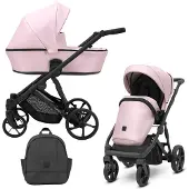 Kunert ARIZO 2in1 Poussette éco-cuir en rose/rose bébé, châssis noir