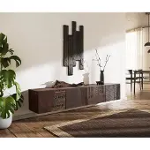 DELIFE Meuble-TV Imara 200 cm brun manguier 4 portes suspendues