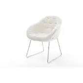 DELIFE Chaise-de-salle-à-manger Gaio-Flex bouclé doux beige pied trapèze acier inoxydable