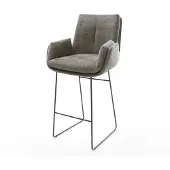 DELIFE Chaise-de-bar Clea-Flex Bouclé doux Boue Pied trapèze noir Noir
