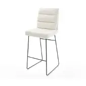 DELIFE Chaise-de-bar Pela-Flex Bouclé doux Beige Pied trapèze noir Noir