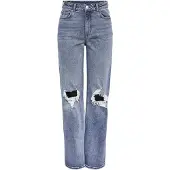 Pieces Holly Wide Destroy Jeans taille haute bleu 29 / 32 Femme bleu 29