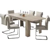 Dmora Campora - Table Extensible, 220x90x75h cm Chêne Gris, Extensible