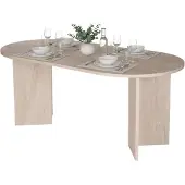 Dmora Monterano - Table fixe, 180x90x75h cm Marbre Blanc, 6 places