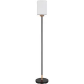 Globo Lampe sur pied ROWENA, verre, noir mat, opale, douille E27, hauteur 150 cm