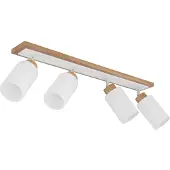 Globo Lighting Plafonnier, bois brun, métal blanc, orientable, L 81 cm