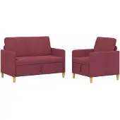 vidaXL Ensemble de canapés avec rangement, 2 pièces, couleur bordeaux, revêtement en polyester