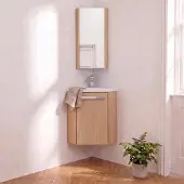 MOB-IN Ensemble lave-mains angle suspendu avec robinet et armoire d'angle