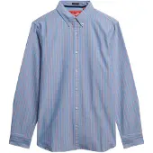 Superdry pour homme. M4011037A Chemise classique Oxford bleu foncé (XL), Casuel, Coton, Manche longue