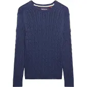 Superdry Femme Pull en Maille Torsadée Décontracté Navy Taille: 40
