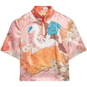 Superdry Mandarin Jacquard Short Sleeve T-shirt Rose XS Femme