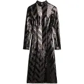 Superdry Femme Robe Mi-longue à Chevrons et dos Ouvert Noir Taille: 38