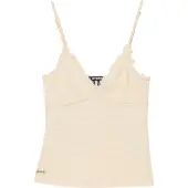 Superdry Athletic Essentials V Neck Waffle Cami Sleeveless Top Beige S Femme