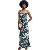Superdry pour femme. W8012049A Robe Printed Maxi Slip Dress verte (S), Casuel, Viscose, Sans manches / bretelles