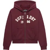 Superdry Veste de survêtement 'ATH ESS' rouge foncé / blanc cassé