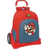 Safta Sac à dos Evolution Super Mario, 20,1 litres, avec roulettes, rouge. Pour enfants, couleur rouge, taille unique