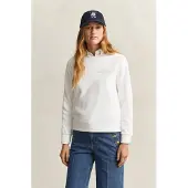 Gant pour femme. 4202586 Sweat-shirt Tonal Shield à col rond blanc cassé (XL), Casuel, Coton