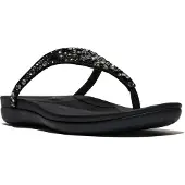 FitFlop pour femme. A5Y-001 Sandales Solay Mixed-Crystal Toe noir (38), Cuir, Plat, Aucun, Casuel