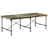 vidaXL Table de salle à manger 220x90x77 cm Vieux bois massif
