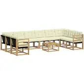 vidaXL Ensemble de salon de jardin 11 pièces, blanc et crème