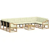 vidaXL Ensemble de salon de jardin 11 pièces, blanc et crème
