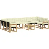 vidaXL Ensemble de salon de jardin 11 pièces, blanc et crème