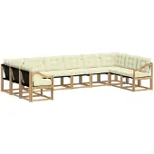 vidaXL Ensemble de salon de jardin 10 pièces, blanc et crème
