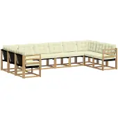 vidaXL Ensemble de salon de jardin 10 pièces, blanc et crème