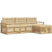 vidaXL Ensemble de salon de jardin, 4 pièces, blanc et beige