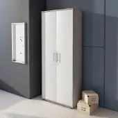 Dmora Saponara - Armoire Multi-Usages 2 Portes, 79x188 cm Gris Ciment, 4 Étages