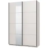 Dmora Pasturo - Grande Armoire, 146x218h cm Blanc Mat, Porte-manteaux