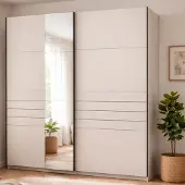 Dmora Siri - Grande garde-robe 195x218h cm Blanc Crème, Porte-manteaux
