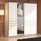Dmora Spartano - Grande armoire, 220x218h cm Blanc Mat, Portemanteaux