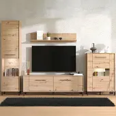 Dmora Cimbergo - Mur modulable, 299x40x193h cm Chêne brun nuds