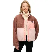 Superdry Colour Block Fleece Jacket Marron,Rose XS Femme