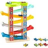 Tooky Toy Piste coulissante colorée pour voitures