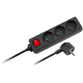 Rebel Rallonge , 3 prises, 1,5m, avec interrupteur, noir, URZ3197-1.5
