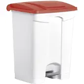 Helit H2402125 Poubelle à pédale « the step », 45 litres, blanc/rouge